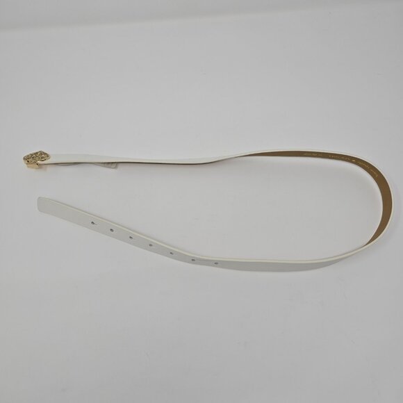 Kate Spade Leather Slim White Belt with Glitter Spade Buckle, Small - Picture 4 of 15